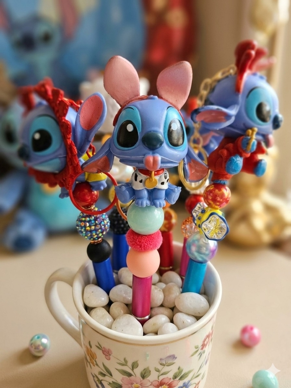 Blue Stitch Character Pen with Pink Ears – Kids Toy Stationery
